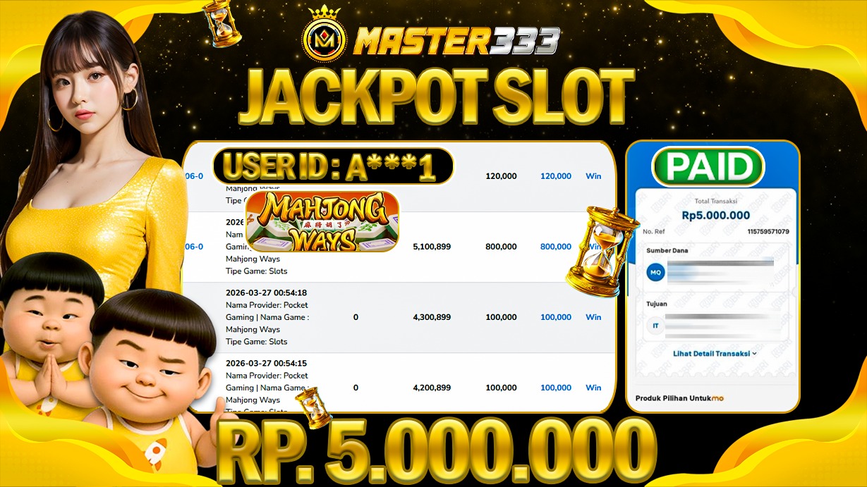JACKPOT Rp 5.000.000 JUTA DI MASTER333 LANGSUNG DIBAYAR LUNAS